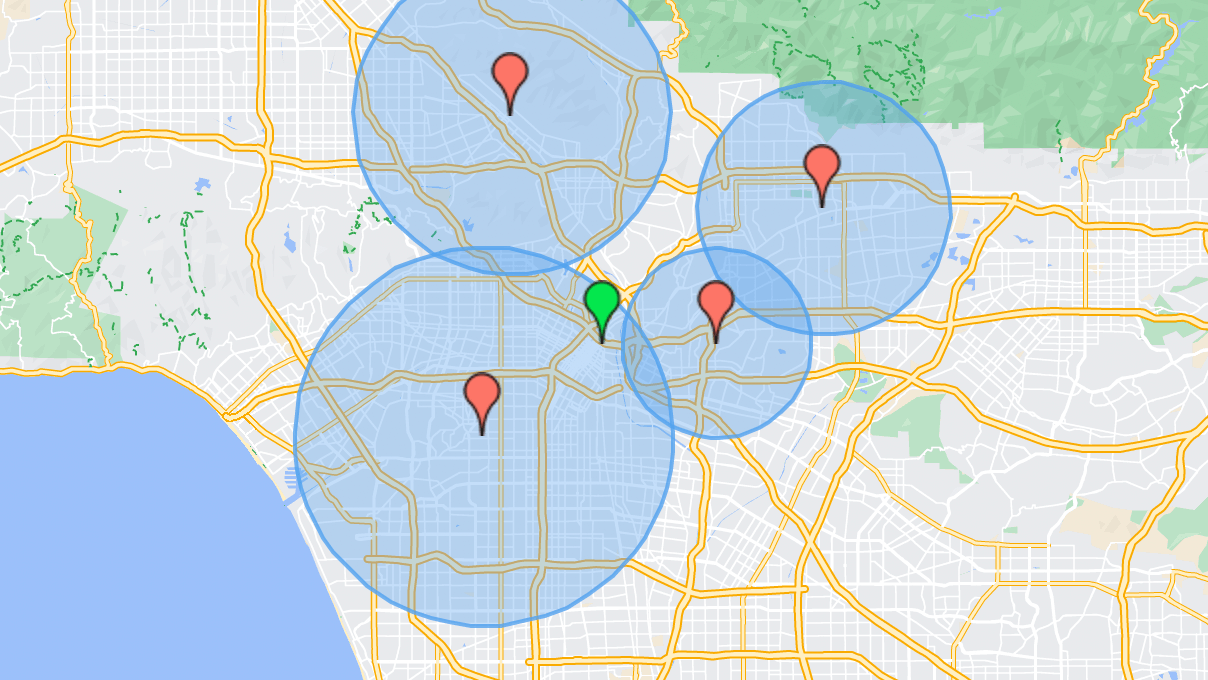 Visualization of a reverse proximity search